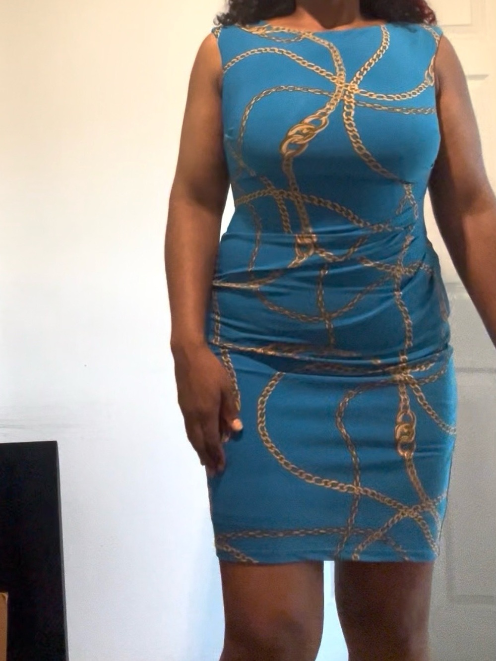 Ralph Lauren Teal Chain Print Sheath Dress